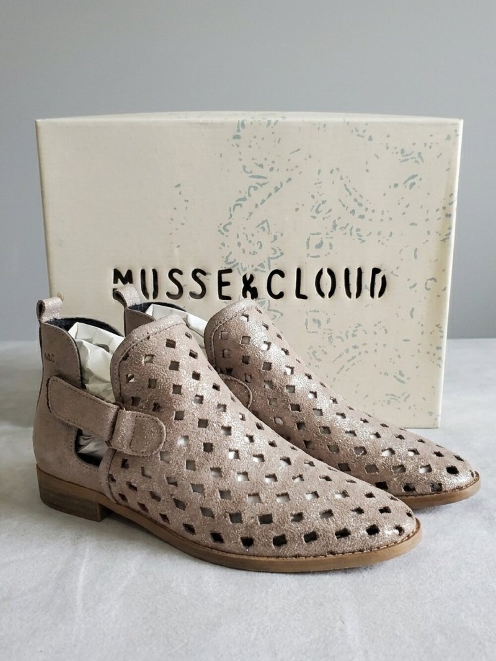 NEW Musse & Cloude Caila Metalic Bronze Tan Boho Western Cutout Ankle Boots Sz 8